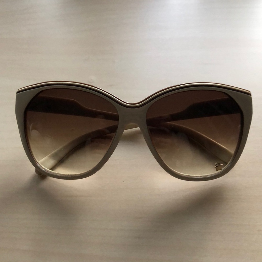EUC Chloe bone color cat eye sunglasses with gold accents